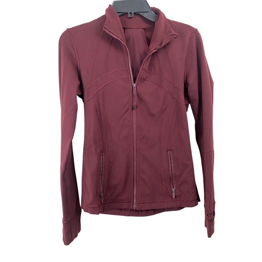 Lululemon Define Jacket Women Size 4 Burgundy Maroon Luon Full Zip Activewear